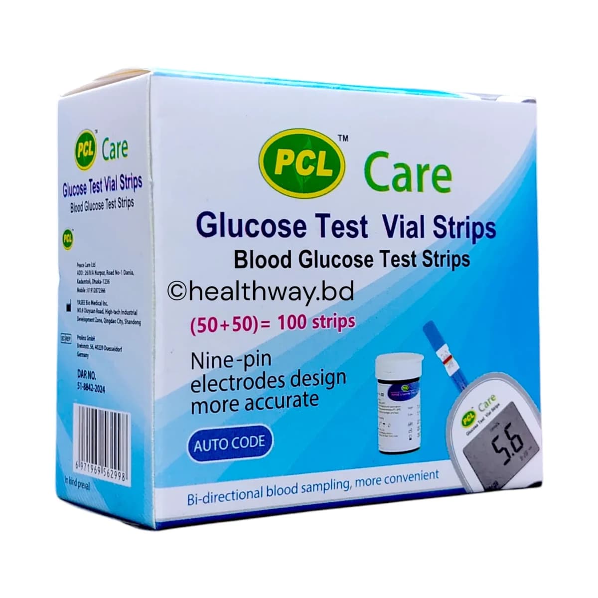 PCL Care (AC-301) Blood Glucose Test Strips 100/Pcs
