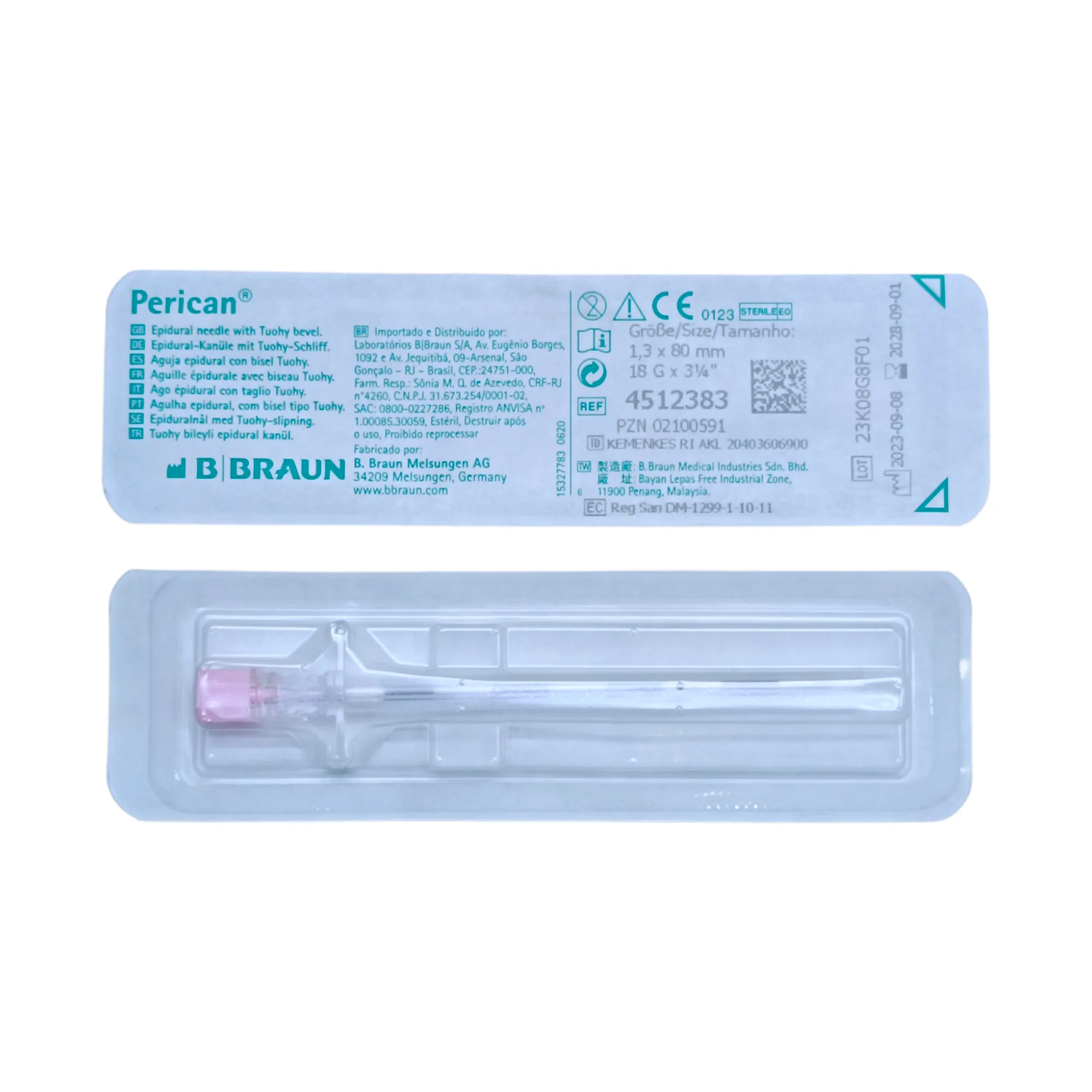 Perican Epidural Needle with Tuohy Bevel 18G